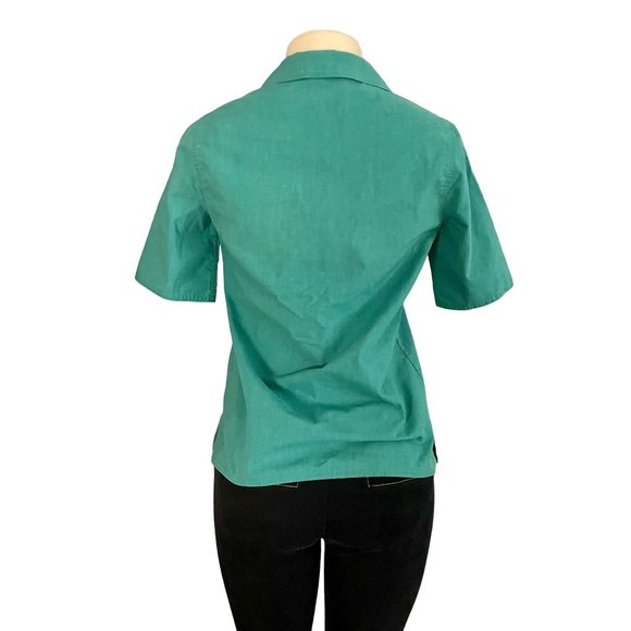 Vintage Jack Winter Short Sleeves Shirt Top in Green size S 6 retro 70s Women's - Picture 5 of 10
